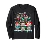 Christmas Sugar Skull On Tree Funny Santa Sugar Skull Gifts Long Sleeve T-Shirt