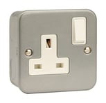 Metal Clad 1 Gang 13A Plug Socket Click CL035 13 Amp Switched Electrical Outlet