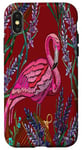 Coque pour iPhone X/XS Protective Phone Case with flamingo cage flower design