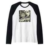 Funny Vampire Cat, Halloween, Love Cats with Attitude Raglan Baseball Tee