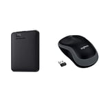 Western Digital WDBUZG0010BBK-WESN Disque dur externe 1 To USB 3.0 & Logitech LGT-M185G Souris sans-fil 2.4 GHz - Récepteur sans-fil USB Gris