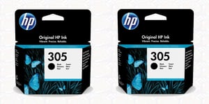 2x HP Original 305 Black Ink Cartridge For ENVY 6430e Inkjet Printer, 3YM61AE