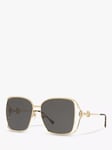 Gucci GG1020S Women's Square Sunglasses, Gold/Grey