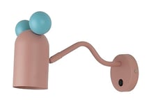 GTV - Applique murale MOUSE avec interrupteur, 1953, max. 250 V, 50/60 Hz, 1 ampoule E27, max. 25 W, IP20, Ø 8 cm, rose – Lampe murale pour enfants