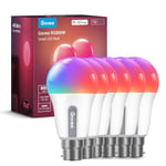 Govee RGBWW Smart Bulbs, WiFi LED Light Bulb B22, 54 Dynamic Scenes, 800LM, Music Sync, DIY 16 Million Color, Work with Alexa & Google Assistant, 6 Packs