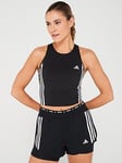 adidas Womens Running Own The Run 3 Stripes Tank - Black, Black, Size S, Women