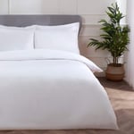 Sleepdown Block Microfiber Plain Dye Duvet Cover Quilt Bedding Set with Pillowcase Easy Care Soft Warm Cosy - Single - White