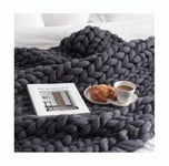 Large Cable Knitted Premium Washable Soft, Bedroom Home Decor Giant Yarn, Chunky Knit Blanket Handmade, Bed Bedroom Decor Bulky Sofa,Darkgray,100 * 100CM