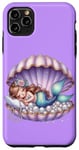 Coque pour iPhone 11 Pro Max Sirène Lilas Violet Sleepy Coquillage Sous L'eau