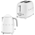 Smeg Kettle & 2 Slice Toaster Kitchen Set (Matte White)