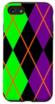 Coque pour iPhone SE (2020) / 7 / 8 Clowncore Halloween Losanges Plaid Violet Vert Clown Jester