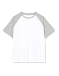 Build Your Brand Raglan Contrast Tee T-Shirt Homme, Blanc/H.Gris, Medium