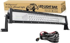 Willpower Barre Lumineuse LED, 22 pouces 270W Spot et Inondation Combinée Barre de LED avec 12V faisceau de câblage kit Rampe LED Phare Led Projecteur LED pour offroad Véhicules Voiture camions SUV