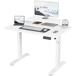 Devoko 120 × 60 cm Bureau Assis Debout avec Support d'écran, Bureau Réglable en Hauteur avec 2 Hauteur de Mémoire, pour l'étude et Bureau（Blanc,120cm）