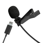 Inov8 AM1010 Pro Clip-On MFI Lightening Lavalier (lapel) Condenser Microphone & Windshield for iOS Devices/iPad/iPhone for Superior Audio Recording on Vlogging/Podcast, Black