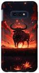 Coque pour Galaxy S10e Bull bison rouge vif coucher de soleil, étoiles de nuit lune fleurs #4