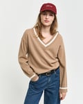 GANT - V-hals genser i lammeull til dame caramel beige