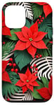 Coque pour iPhone 14 Pro Red Poinsettia Winter Christmas Botanical Xmas Flower