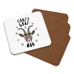 Crazy Goat Man Stars Coaster Drinks Mat Set Of 4 - Funny Animal