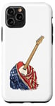 Coque pour iPhone 11 Pro Guitare Américaine USA Drapeau Américain Guitariste Basse Musicien