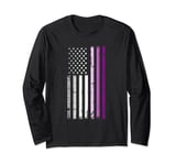 Asexual US Flag Distressed American Ace Pride Long Sleeve T-Shirt