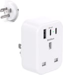 UK to US Plug Adaptor, USA Travel Adapter with 1 USB & 2 USB C Ports for Canada,