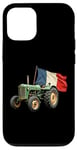 Coque pour iPhone 12/12 Pro Tracteur Agricole Vert Drapeau Français Agriculteur Ferme