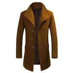 Allthemen Manteau Homme Hiver en Laine Chaud Mi-Long Parka Trench Coat Slim Outerwear Couleur Unie Marron S