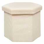 Pouf Coffre Pliable Bouclette "Jaiko" 46cm Beige