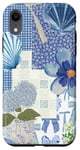 Coque pour iPhone XR Coquette en toile avec motif floral Bleu