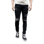 Herr Ripped Biker Denim Jeans Skinny Destroyed Byxor Casual Byxor Black XL