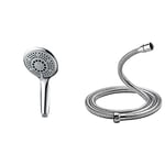 GRIFEMA Pommeau de Douche Economie Deau - Douchette avec 5 Modes (Dia: 120mm) & G851-20 Flexible Anti-Torsion Baignoire, Tuyau de Douche 2.0 M, Acier, Argent, Exclusivité Amazon