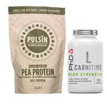 Pulsin Pea Protein Powder Vegan GF 250G + PHD L-Carnitine 90 Caps DATED 02/23