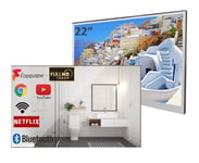 Soulaca 22 inch Bathroom TV Smart Mirror TV IP66 Waterproof Integrated with Wi-Fi and Bluetooth (2021 Model)