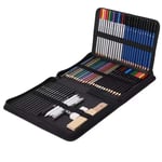 LAIDEPA 71 Pieces Colouring Pencils Set, Drawing Sketch Pencils, Charcoal Graphite Pencils And Accessories Art Supplies Set, Ideal Set for Adult Colouring Or Kids Doodling,A