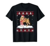 Santa Hat Ugly Christmas Sweater Men Women Kids Coyote T-Shirt