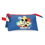 Joumma Disney Mickey Peek a Boo Triple Pencil case Blue 22x12x5cm Polyester L, Blue, Triple Case