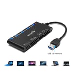 Lecteur de carte multifonction USB 3.0,CF,XD,MS,SD,TF,7 en 1,5Gbps pour PC,pièces d'ordinateur portable - Type Black