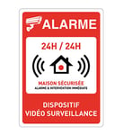 AUA SIGNALETIQUE - Panneau Signalisation avec Coins arrondis - Alarme Dispositif Vidéo Surveillance Maison Sécurisée - 300x420 mm, PVC 1.5mm