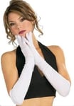 ELÉGANTS PAIRE DE GANTS SATIN LONGS BLANCS LINGERIE SEXY DEGUISEMENT POUR FEMME