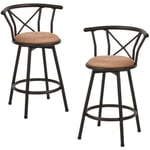 Meubles Cosy - Lot de 2 Tabouret de Bar Pivotant Industriel, Hauteur d'assise 63cm, avec Repose-Pied et Dossier et Coussin rembourré