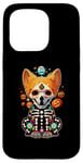 Coque pour iPhone 15 Pro Os de corgi mexicain Sugar Skull, Halloween, jour de la mort d'un chien