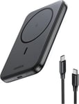 Nexode Mini Batterie Externe Magnétique Sans Fil 5000mah 15w Power Bank Induction Usb C Charge Rapide Pd 3.0 Compatible Avec Iphone 16 Plus Pro Max Iphone 15 14 13 12 Coque Magsafe (Noir)