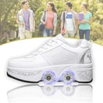 Patins À roulettes Déformation Femmes Chaussures Multi Usages 2 en 1 Marche Automatiques Rétractables Casual Walking Skates pour Hommes