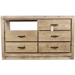 Decoration D ’ Autrefois - Commode 5 Tiroirs Bois Naturel 142x40x85cm