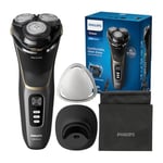 Philips Electric Shaver 3000 Series - Wet & Dry Electric Shaver for Men with SkinProtect Technology in Deep Black, Pop-up Beard Trimmer, Charging Stand, Travel Pouch (Model S3342/13)