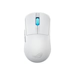 ASUS ROG Harpe Ace Mini Souris Gaming sans Fil, 49 g, légère, capteur Optique AimPoint Pro 42K, Micro-interrupteurs optiques, ROG Polling Rate Booster, Esports et FPS, Petit, Moyen, Blanc Lunaire