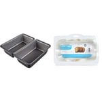 Amazon Basics Nonstick Carbon Steel Bread Pan - 27x15x7 cm, Pack of 2 & KitchenCraft Non Stick 2lb Loaf Tin Liners, Paper, 20 x 9 cm, Pack of 40