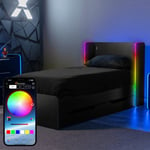 X ROCKER Electra 3ft Gaming Bed Trundle Drawers App Controlled LED Lights Black