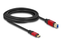 Delock - Usb-Kabel - 24 Pin Usb-C (Hann) Til Usb Type B (Hann) - 3 M - Up To 5 Gbps Data Transfer Rate, Gullbelagte Kontakter - Sort / Rød